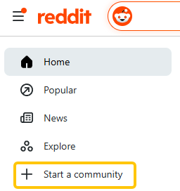 Click "Create a Community" on Reddit