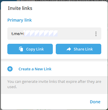 Use Telegram Invite Link Setting to Share a Group