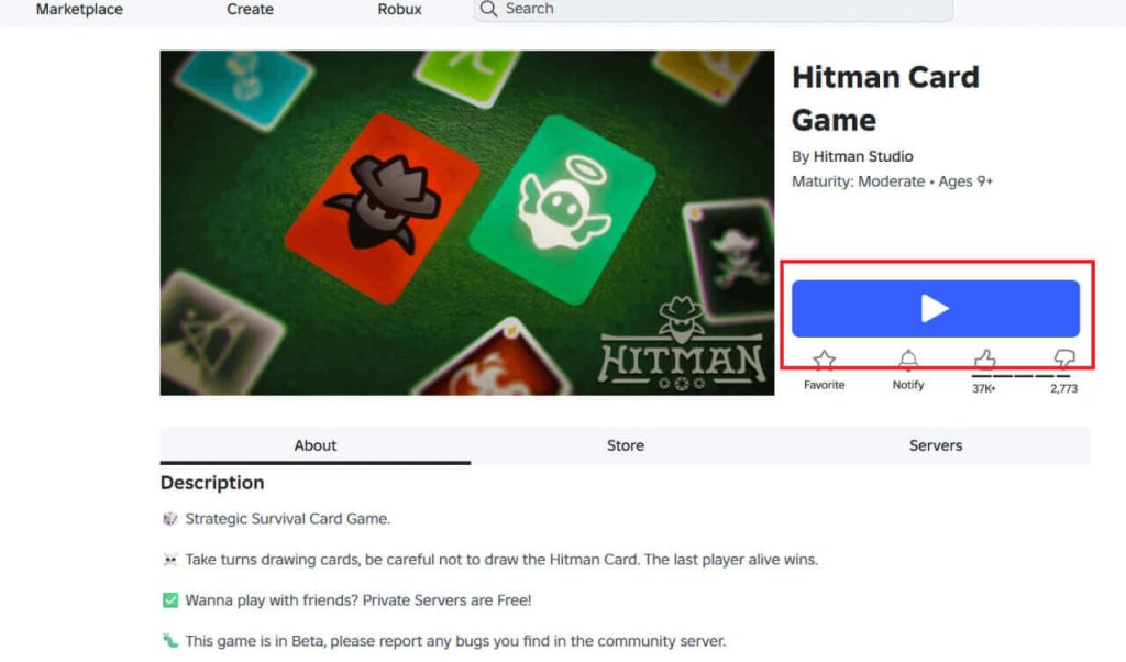 Haz clic en el botón «Jugar»