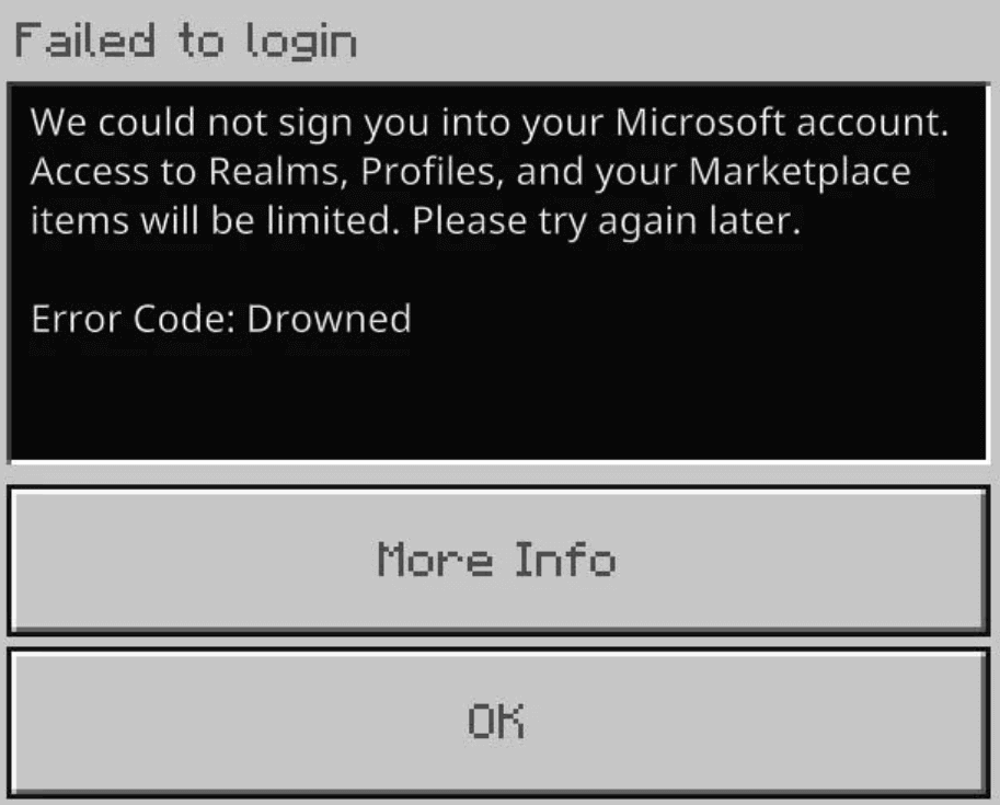 マイクラ エラーコード ドラウンド